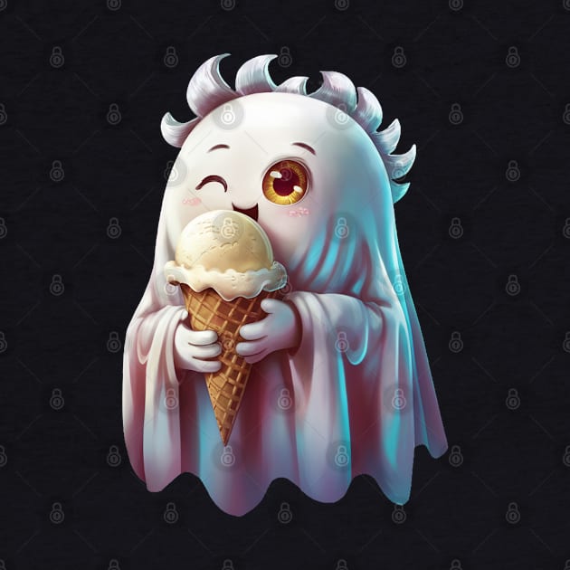 Cute Ghost eating icecream by Spaceboyishere